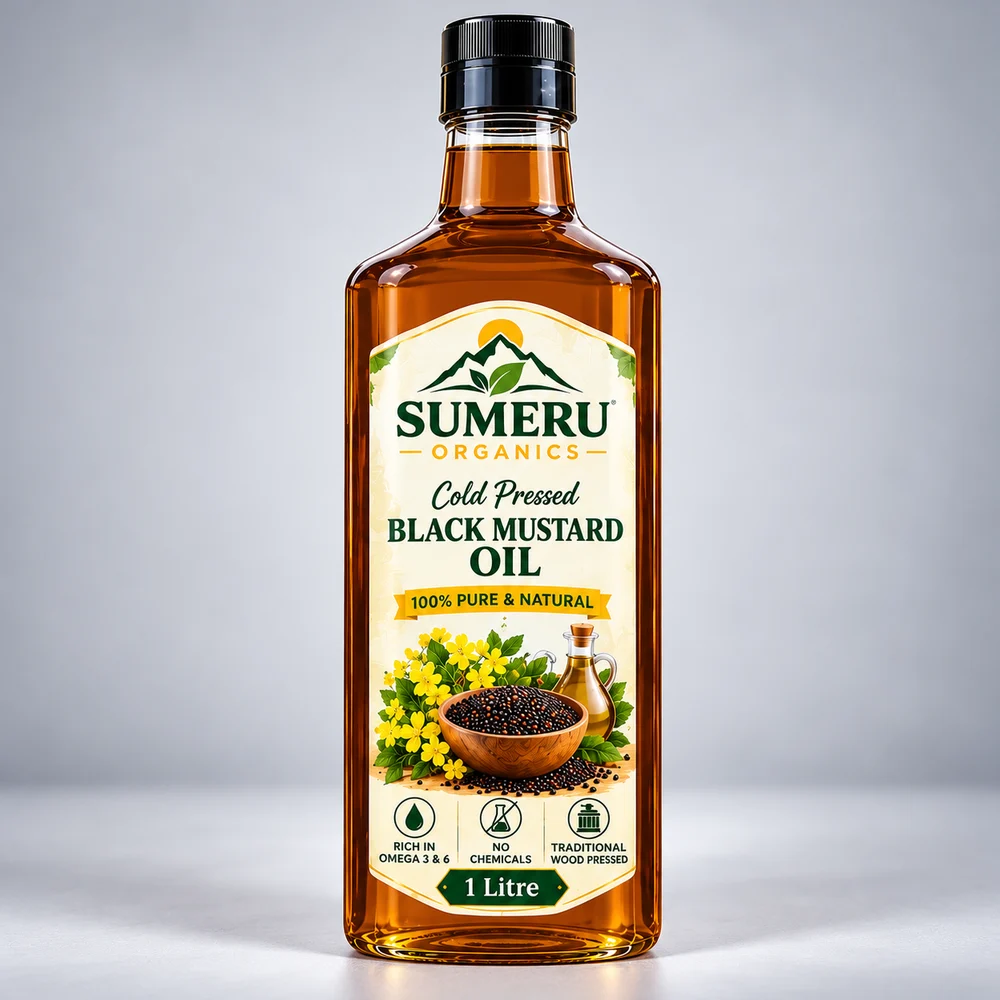 SUMERU ORGANICS Cold Pressed Black Mustard Oil – 1 litre