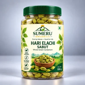 SUMERU ORGANICS Hari Elaichi Sabut – Whole Green Cardamom, 100 g