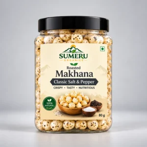 SUMERU ORGANICS Roasted Makhana – Classic Salt & Pepper, 80 g