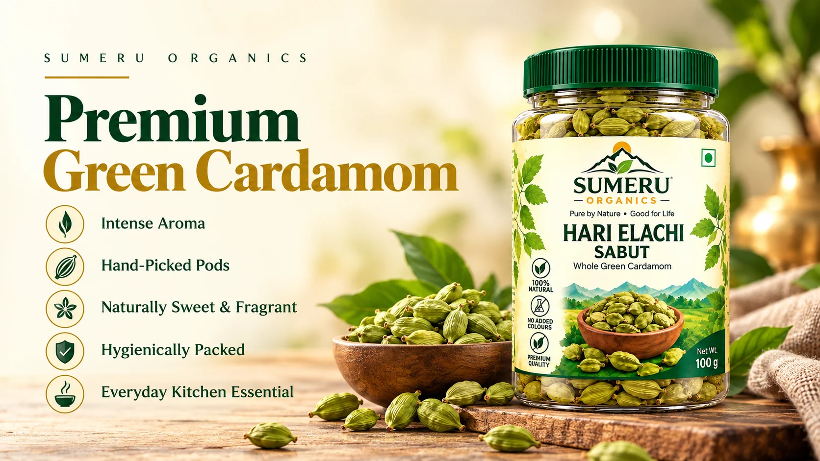 SUMERU ORGANICS Premium Green Cardamom