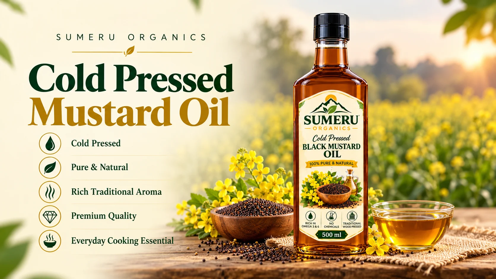 SUMERU ORGANICS Cold Pressed Mustard Oil